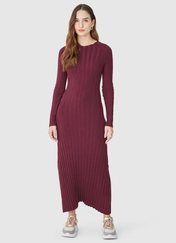 Malwee - Vestido Midi em Tricô Roxo