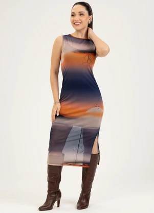 Cativa - Vestido Midi em Tule  Laranja - CATIVA