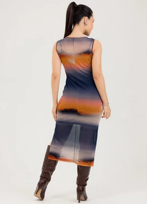 Cativa - Vestido Midi em Tule  Laranja - CATIVA