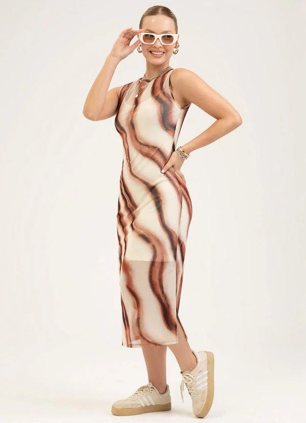 Cativa - Vestido Midi em Tule Off White