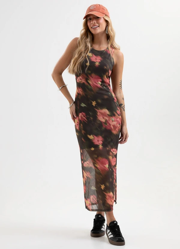 Cativa - Vestido Midi em Tule Preto