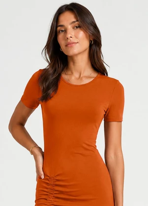 Infinita Cor - Vestido Midi em Visco Classic Laranja - INFINITA COR
