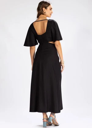 Hering - Vestido Midi em ViscolinhoPreto - HERING