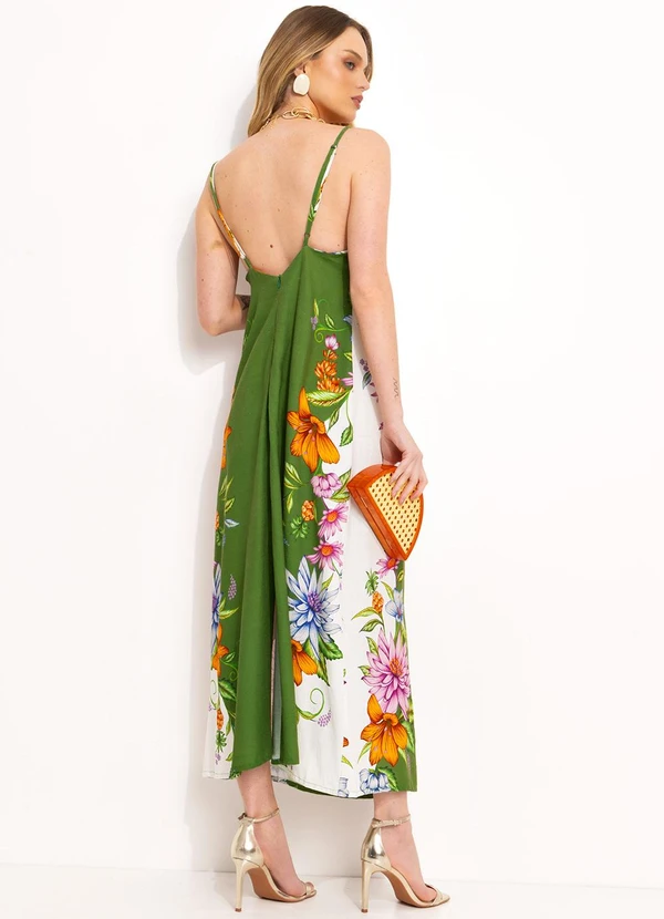 Farm - Vestido Midi em Viscolinho Verde 2