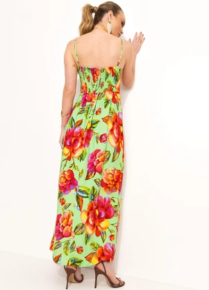 Farm - Vestido Midi em Viscolinho Verde - FARM