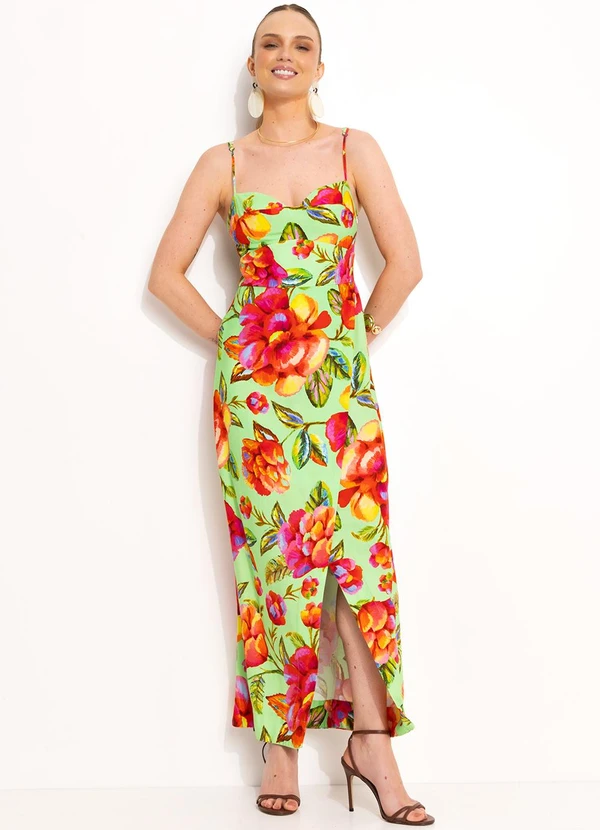 Farm - Vestido Midi em Viscolinho Verde 3