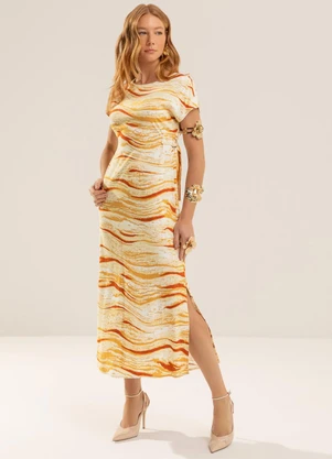 Gris - Vestido Midi em Viscose  Amarelo - GRIS