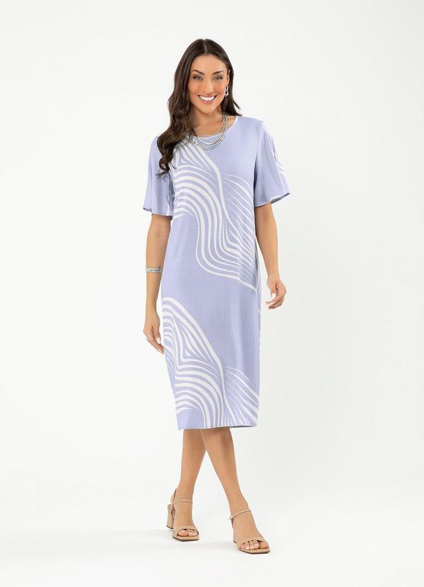 Cativa - Vestido Midi em Viscose Azul Claro