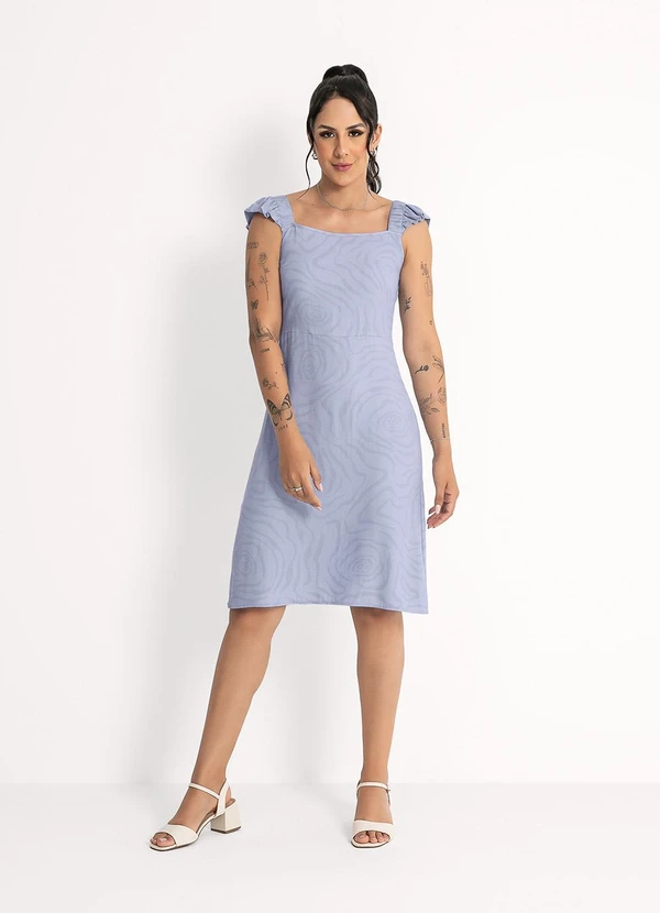 Habana - Vestido Midi em Viscose Azul Claro