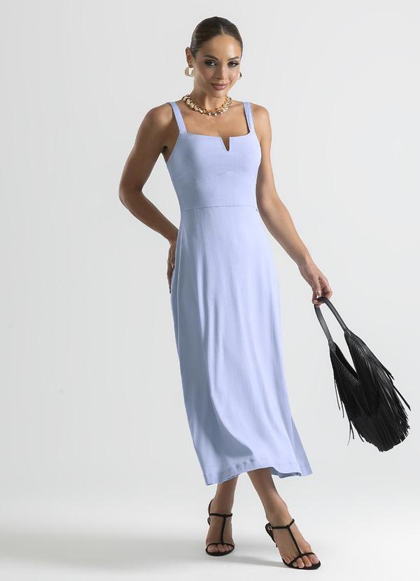 Cativa - Vestido Midi em Viscose Azul Claro