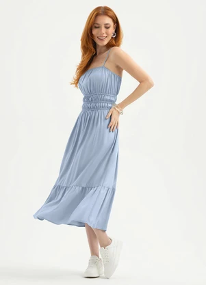 Cativa - Vestido Midi em Viscose Azul Claro - CATIVA