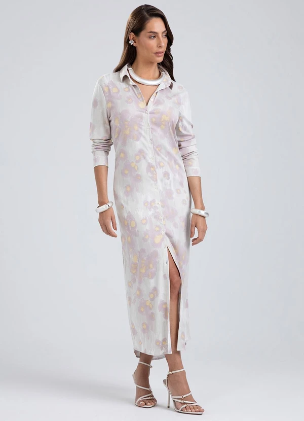 Gris - Vestido Midi em Viscose Azul Claro
