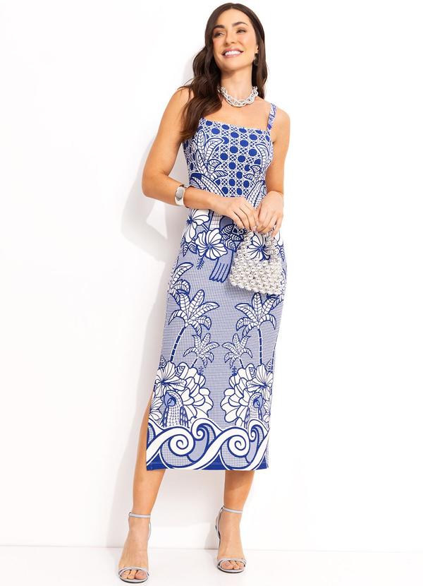 Farm - Vestido Midi em Viscose Azul 5