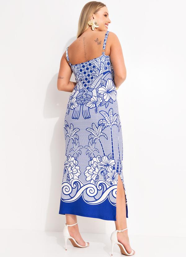 Farm - Vestido Midi em Viscose Azul 9