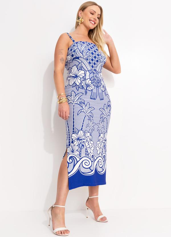 Farm - Vestido Midi em Viscose Azul 10