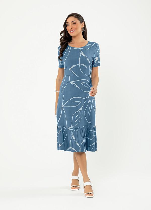 Cativa - Vestido Midi em Viscose Azul