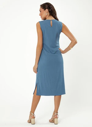 Cativa - Vestido Midi em Viscose Azul - CATIVA