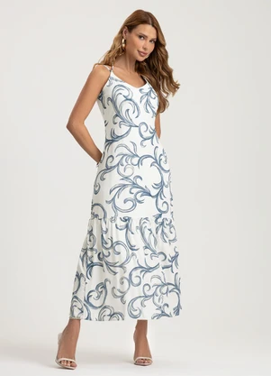 Gris - Vestido Midi em Viscose Azul - GRIS