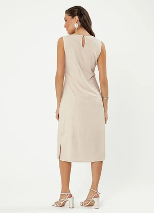 Cativa - Vestido Midi em Viscose Bege - CATIVA