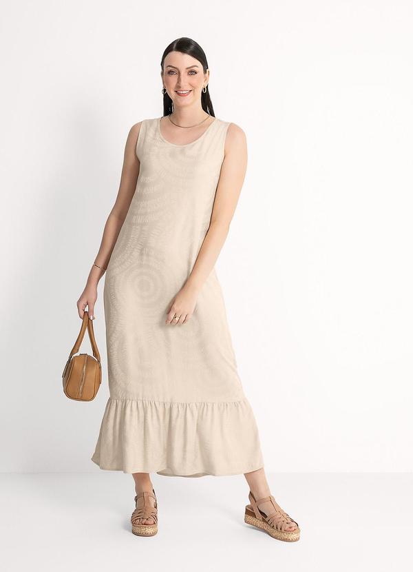 Habana - Vestido Midi em Viscose Bege
