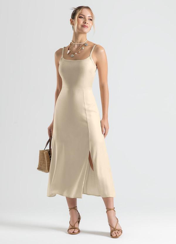 Cativa - Vestido Midi em Viscose Bege 1