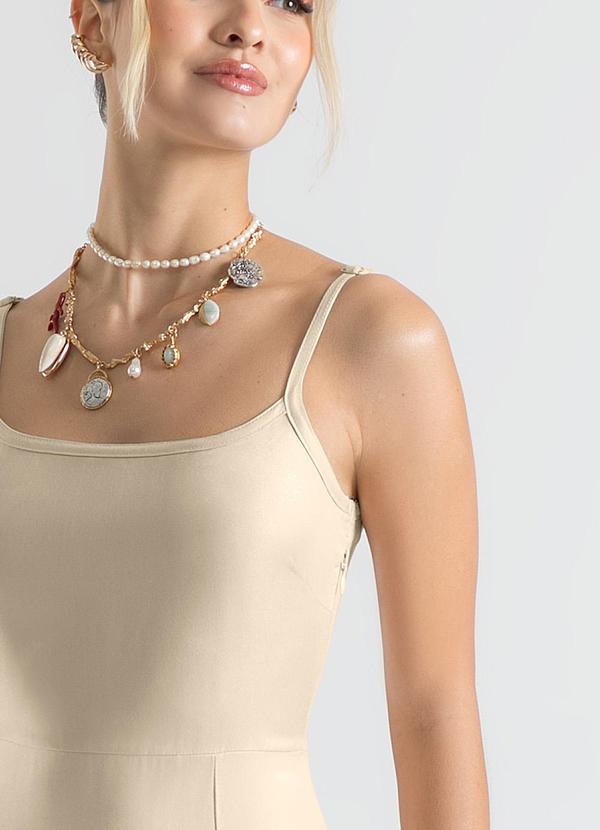 Cativa - Vestido Midi em Viscose Bege 3