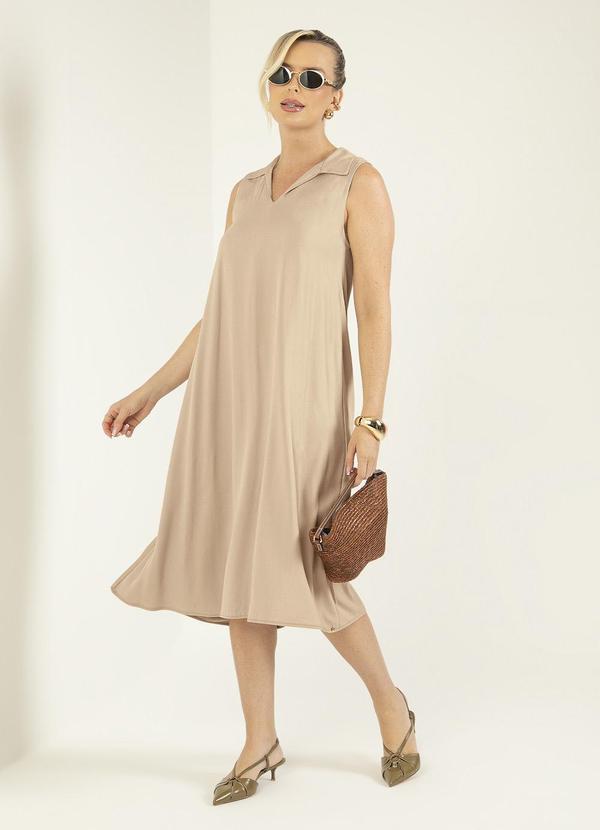 Gris - Vestido Midi em Viscose Bege 3