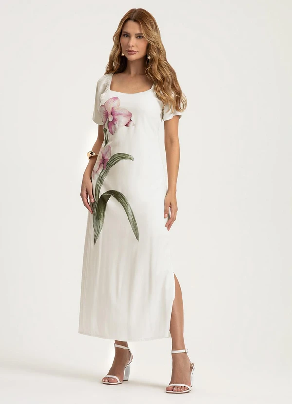 Gris - Vestido Midi em Viscose Bege 2