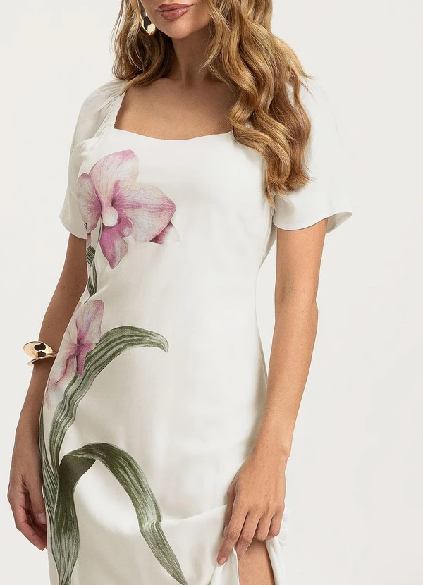 Gris - Vestido Midi em Viscose Bege 4