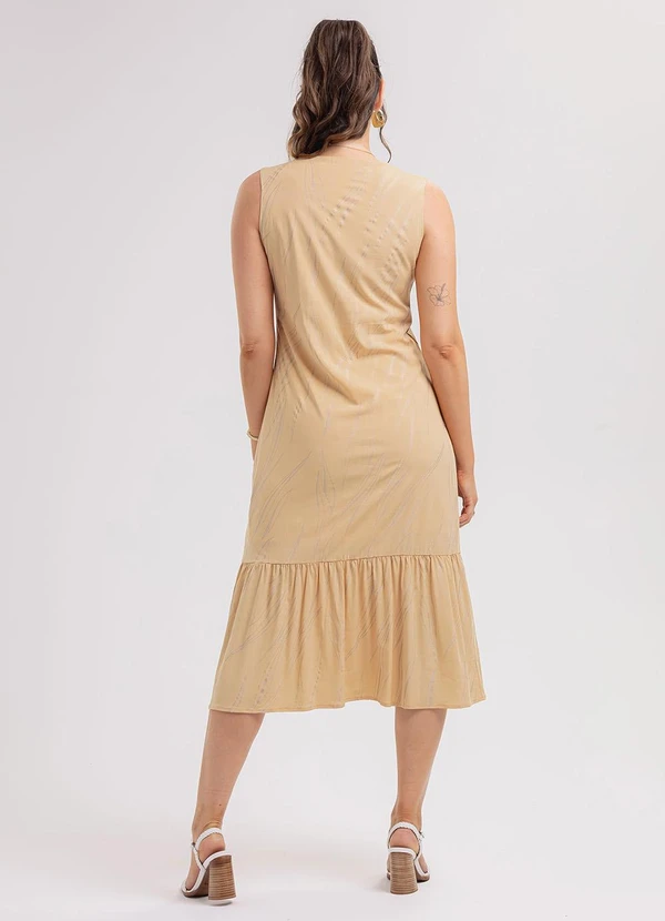 Habana - Vestido Midi em Viscose Bege 2
