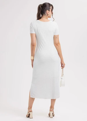 Habana - Vestido Midi em Viscose Bege - HABANA