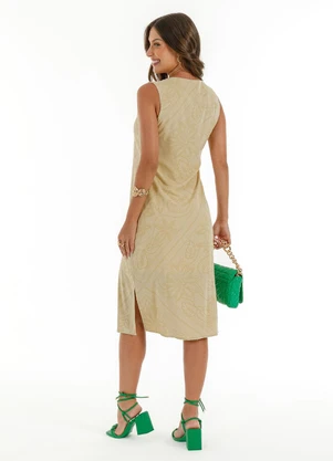 Habana - Vestido Midi em Viscose Bege - HABANA