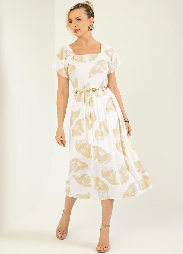 Gris - Vestido Midi em Viscose Branco