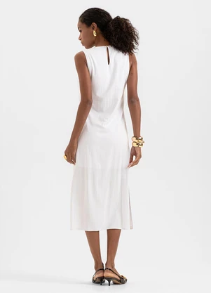 Cativa - Vestido Midi em Viscose Branco  - CATIVA