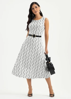 Cativa - Vestido Midi em Viscose Branco  - CATIVA