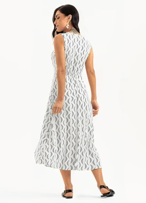 Cativa - Vestido Midi em Viscose Branco  - CATIVA