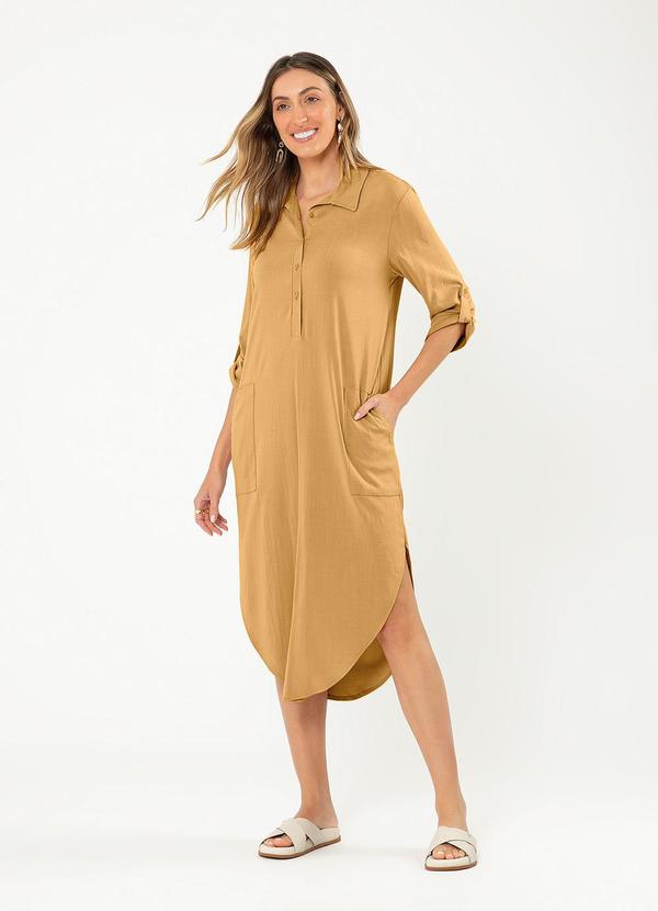 Cativa - Vestido Midi em Viscose Caramelo