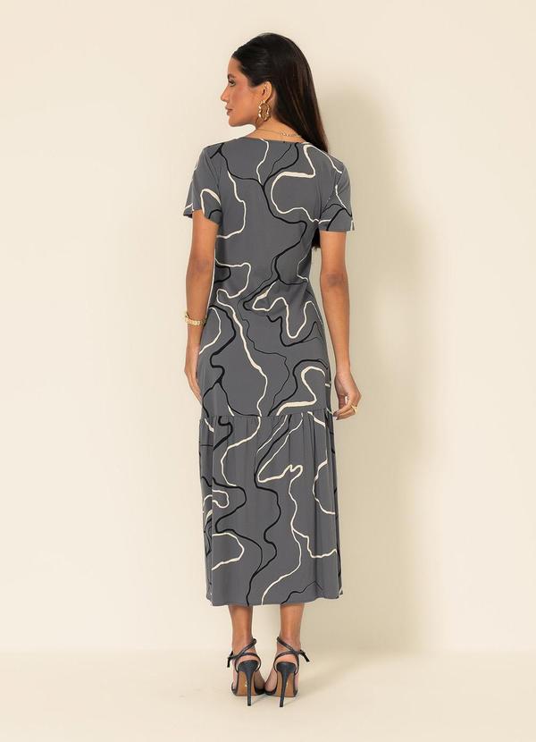 Gris - Vestido Midi em Viscose Cinza Escuro