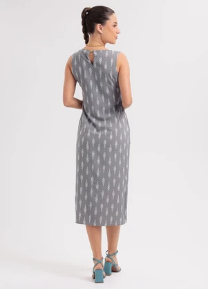 Habana - Vestido Midi em Viscose Cinza - HABANA