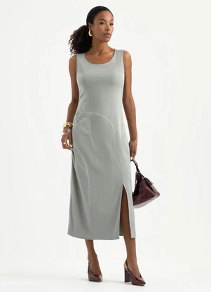 Cativa - Vestido Midi em Viscose Cinza - CATIVA