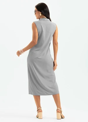 Cativa - Vestido Midi em Viscose Cinza - CATIVA
