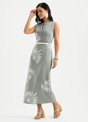 Cativa - Vestido Midi em Viscose Cinza - CATIVA