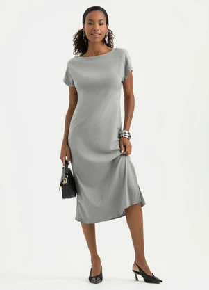 Cativa - Vestido Midi em Viscose Cinza - CATIVA