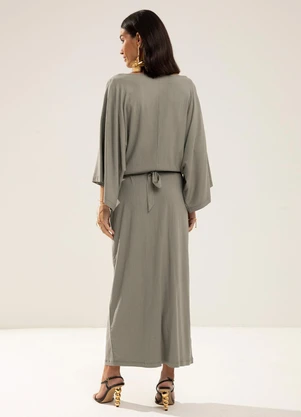 Gris - Vestido Midi em Viscose  Cinza - GRIS