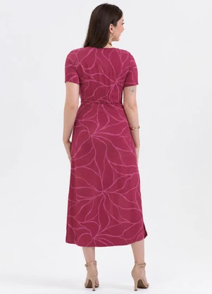 Habana - Vestido Midi em Viscose com Aberturas Pink - HABANA