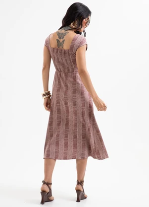 Cativa - Vestido Midi em Viscose com Decote Quadrado Marro - CATIVA