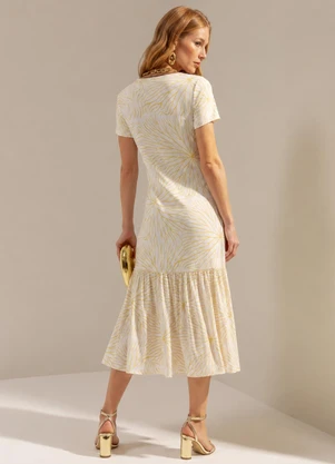 Gris - Vestido Midi em Viscose com Elastano Bege - GRIS