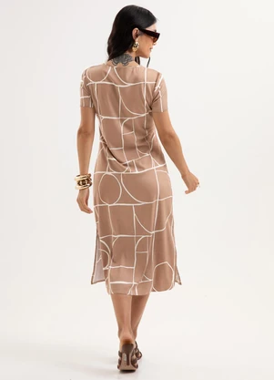 Cativa - Vestido Midi em Viscose com Elastano Marrom - CATIVA