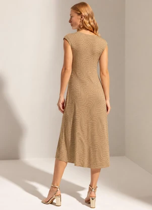 Gris - Vestido Midi em Viscose com Elastano Marrom - GRIS