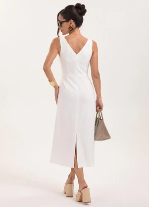 Cativa - Vestido Midi em Viscose com Elastano Off-White - CATIVA